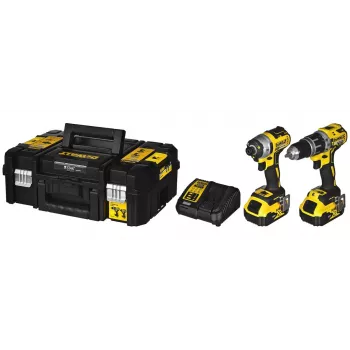 Belaidis įrankių rinkinys DeWalt DCK266P2T — 18V, 2×5.0Ah akumuliatoriai, smūginis gręžtuvas ir veržliasukis, įkroviklis, dėklas