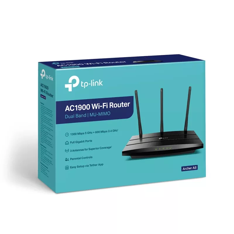 TP-Link Archer A8 belaidis maršrutizatorius Gigabit Ethernet Dviejų juostų (2,4 GHz / 5 GHz) Juoda