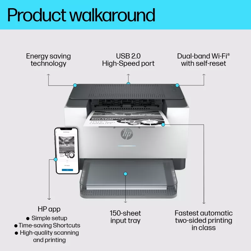 HP LaserJet M209dw spausdintuvas, lazerinis, 600 x 600 DPI, A4, 29 ppm, dvipusis spausdinimas, baltas