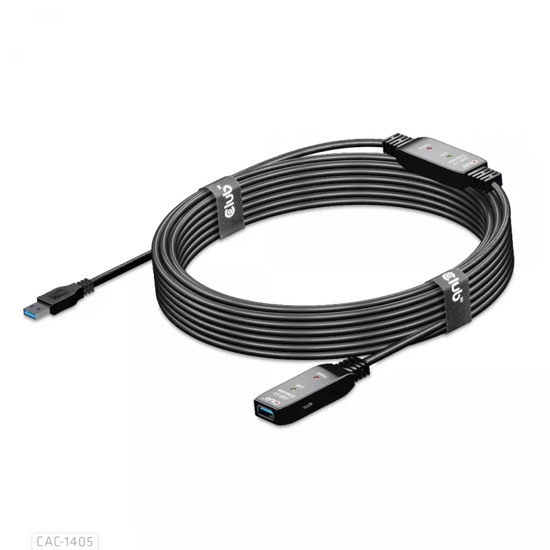 CLUB3D USB 3.2 Gen1 aktyvus kartotuvinis laidas 10 m / 32,8 pėdos M/F 28AWG