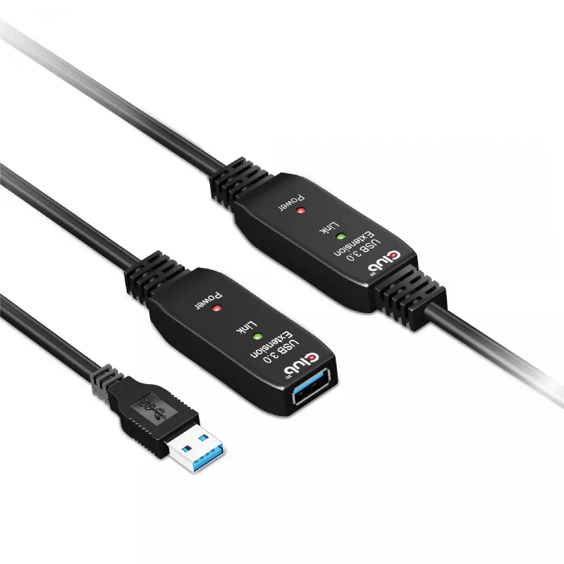 CLUB3D USB 3.2 Gen1 aktyvus kartotuvinis kabelis 15 m / 49,2 pėdų M/F 28AWG
