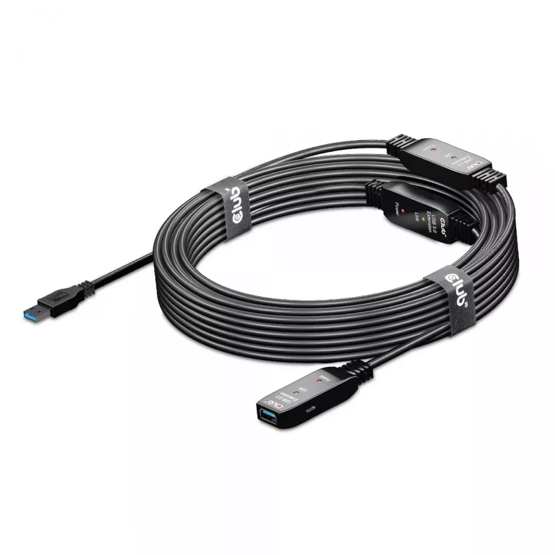 CLUB3D USB 3.2 Gen1 aktyvus kartotuvinis kabelis 15 m / 49,2 pėdų M/F 28AWG