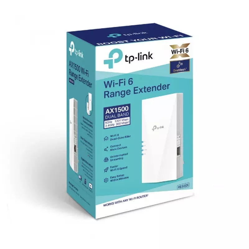 TP-Link RE500X belaidis WiFi 6 stiprintuvas, 1000 Mbit/s, baltas