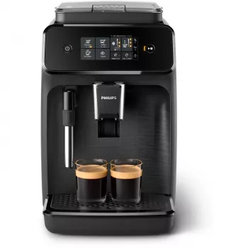 Kavos aparatas Philips EP1220/00 – pilnai automatinis, 1,8 L vandens talpa, 275 g pupelių indas, 15 barų, keraminis malūnėlis, 12 malimo nustatymų, juodas
