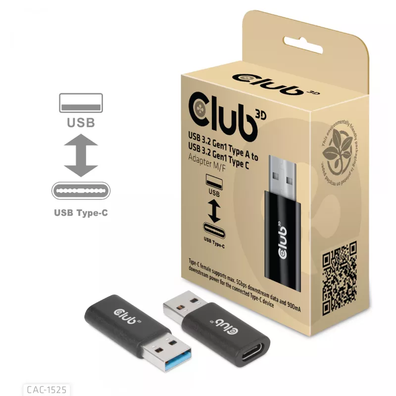 CLUB3D USB 3.2 Gen1 Type A į Type C adapteris (M/F) CAC-1525