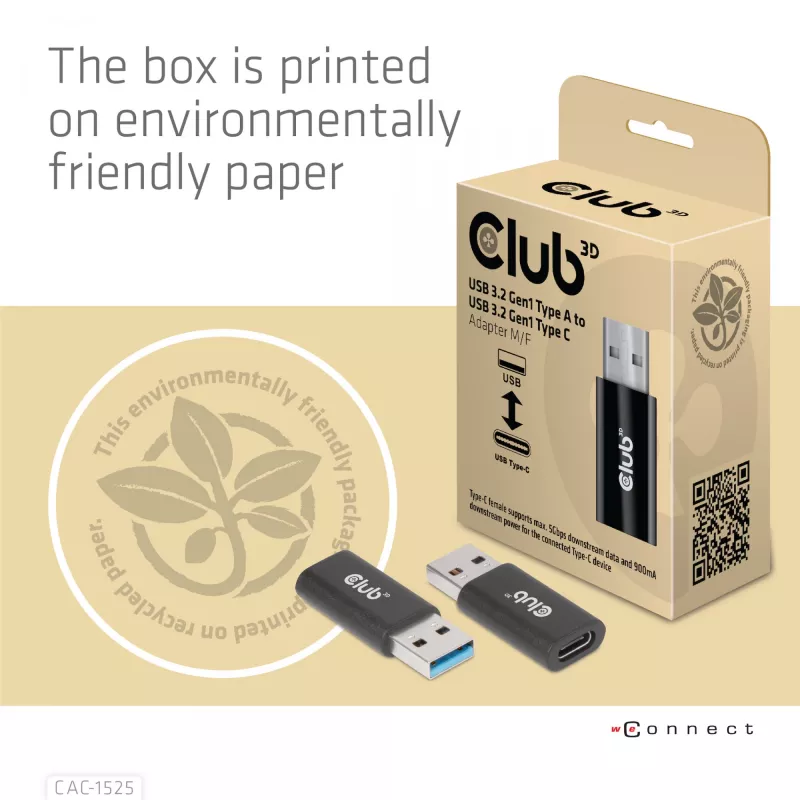 CLUB3D USB 3.2 Gen1 Type A į Type C adapteris (M/F) CAC-1525
