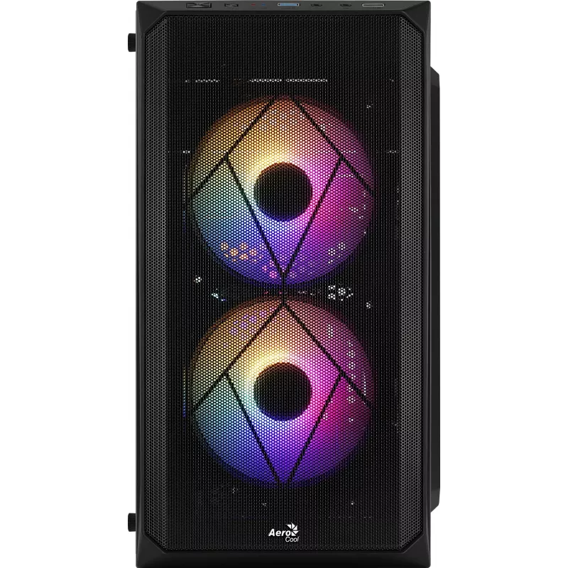 Korpusas AEROCOOL CS107V2 Mini Tower – juodas, microATX/Mini-ITX, 2x120mm ventiliatoriai, 1x3.5 colio + 2x2.5 colio vietos