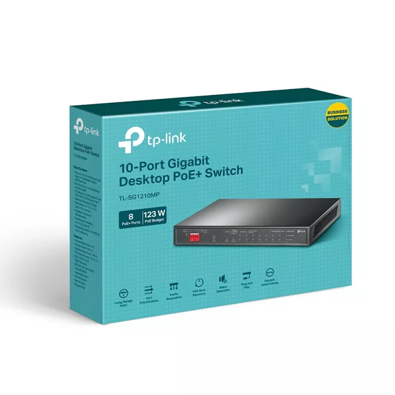 TP-Link TL-SG1210MP tinklo jungiklis nevaldomas Gigabit Ethernet (10/100/1000) Power over Ethernet (PoE) Juodas