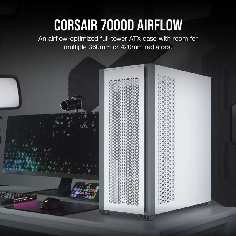PC dėklas Corsair 7000D AIRFLOW Full Tower Baltas
