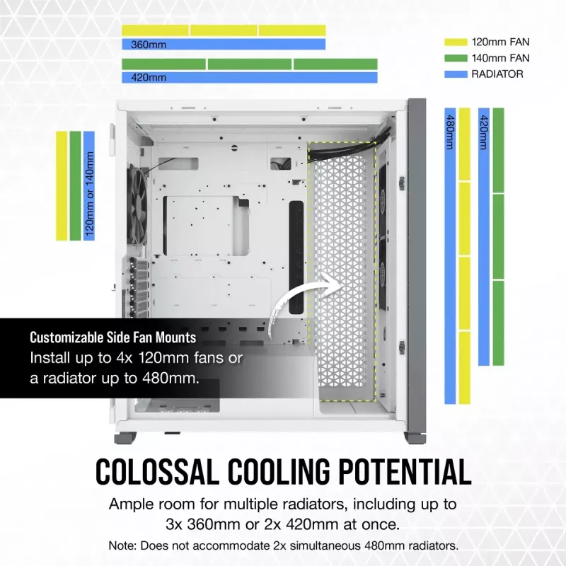 PC dėklas Corsair 7000D AIRFLOW Full Tower Baltas