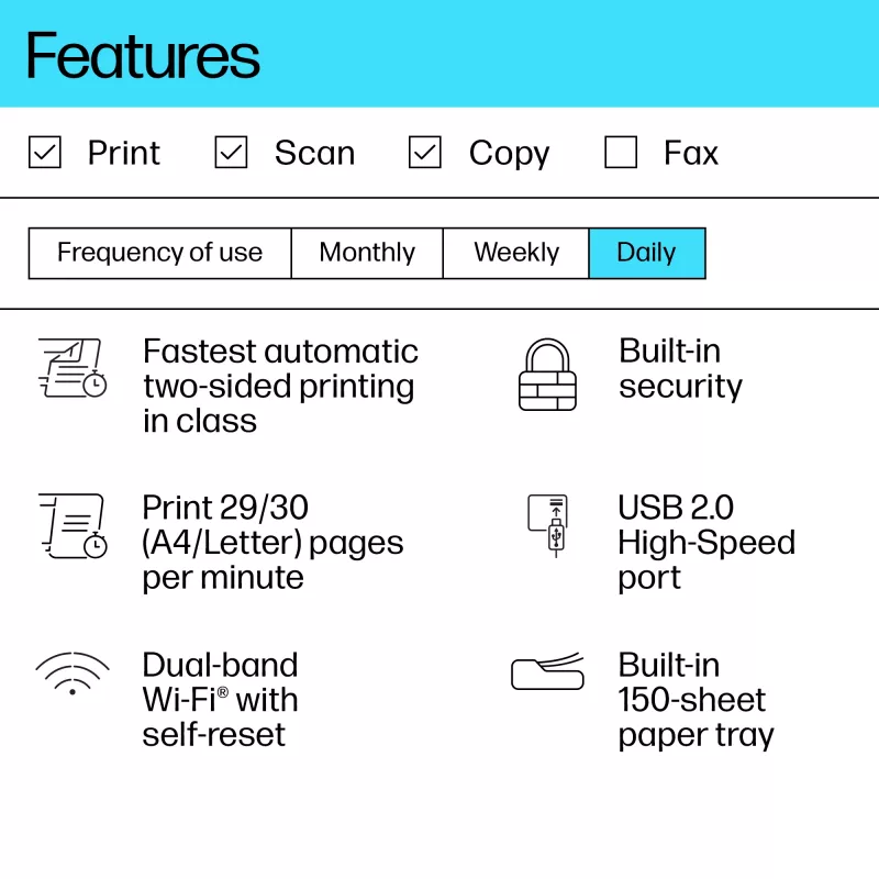 Daugiafunkcis lazerinis spausdintuvas HP LaserJet MFP M234dw — vienspalvis, A4, 29 psl/min, dvipusis, Wi‑Fi, Ethernet