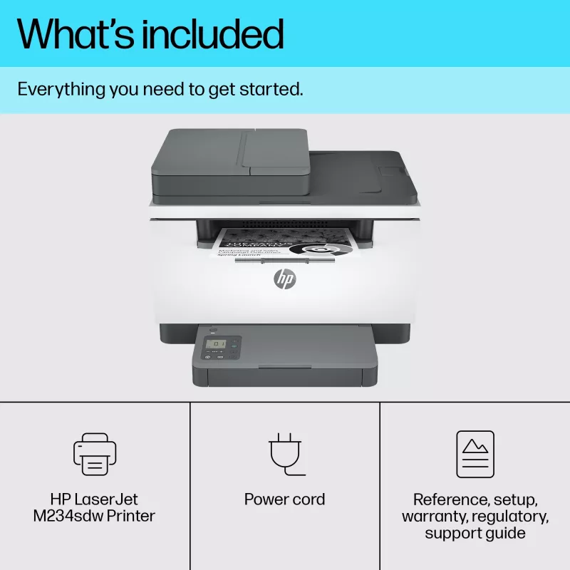Daugiafunkcis lazerinis spausdintuvas HP LaserJet MFP M234sdw – nespalvotas A4, 29 psl/min, dvipusis, Wi‑Fi, Ethernet