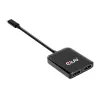 CLUB3D USB3.2 Gen2 Type-C (DP™ Alt-Mod) į DisplayPort dviejų monitorių MST šakotuvas, 4K 60Hz, 1,5 m