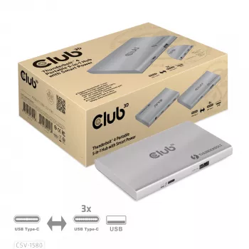 CLUB3D CSV-1580 Thunderbolt™ 4 nešiojamas 5-in-1 centras su išmaniuoju maitinimu