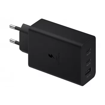 Samsung EP-T6530 AC įkroviklis, 2× USB-C, juodas, skirtas telefonui, planšetei, laikrodžiui, nešiojamam kompiuteriui, ausinėms