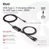 CLUB3D CAC-1527 USB Type-C Y krovimo laidas 2x USB-C iki 100W, 1.83m