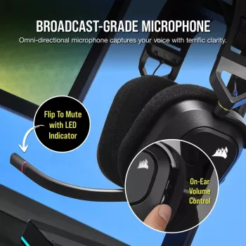 CORSAIR Gaming ausinės HS80 – belaidės – anglies spalvos