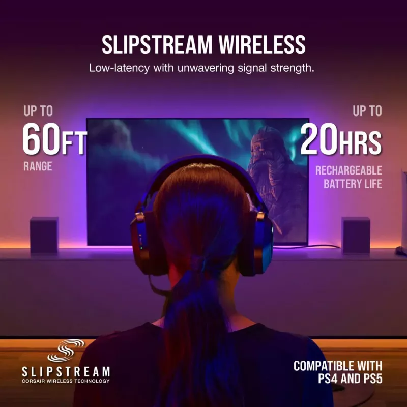 CORSAIR Gaming ausinės HS80 – belaidės – anglies spalvos