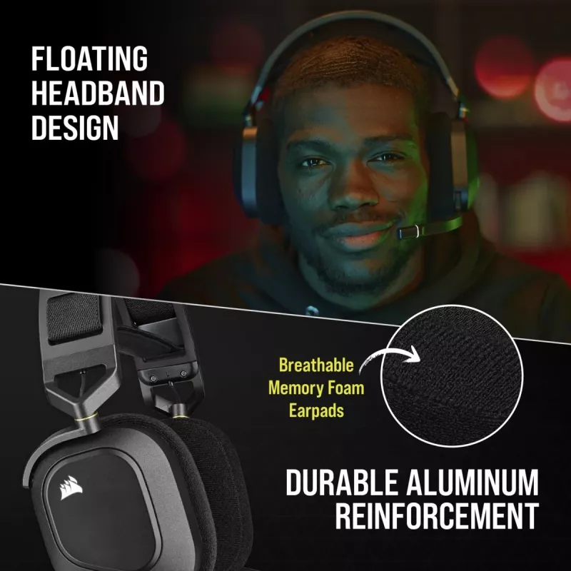 CORSAIR Gaming ausinės HS80 – belaidės – anglies spalvos
