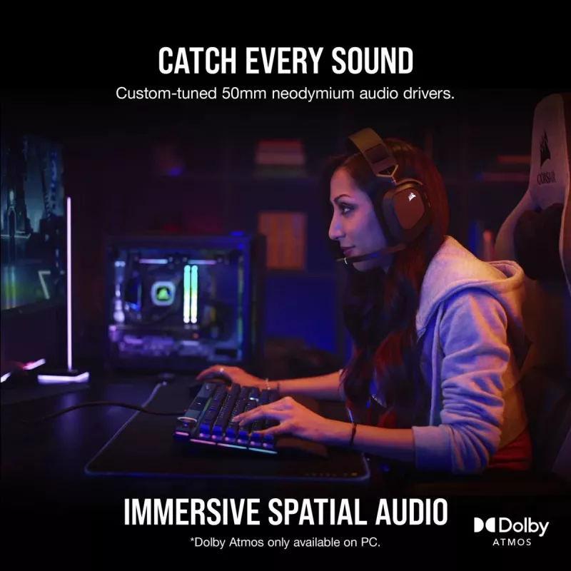 CORSAIR Gaming ausinės HS80 – belaidės – anglies spalvos