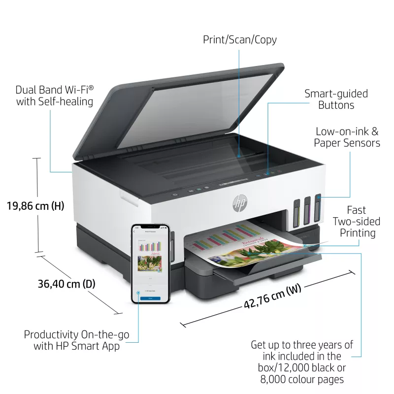 HP Smart Tank 7005 belaidis daugiafunkcis spausdintuvas, spalvotas, dvipusis spausdinimas, kopijavimas, skenavimas