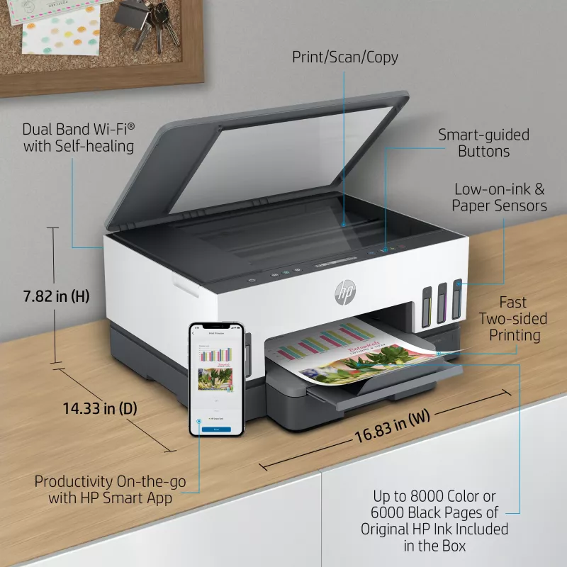 HP Smart Tank 7005 belaidis daugiafunkcis spausdintuvas, spalvotas, dvipusis spausdinimas, kopijavimas, skenavimas