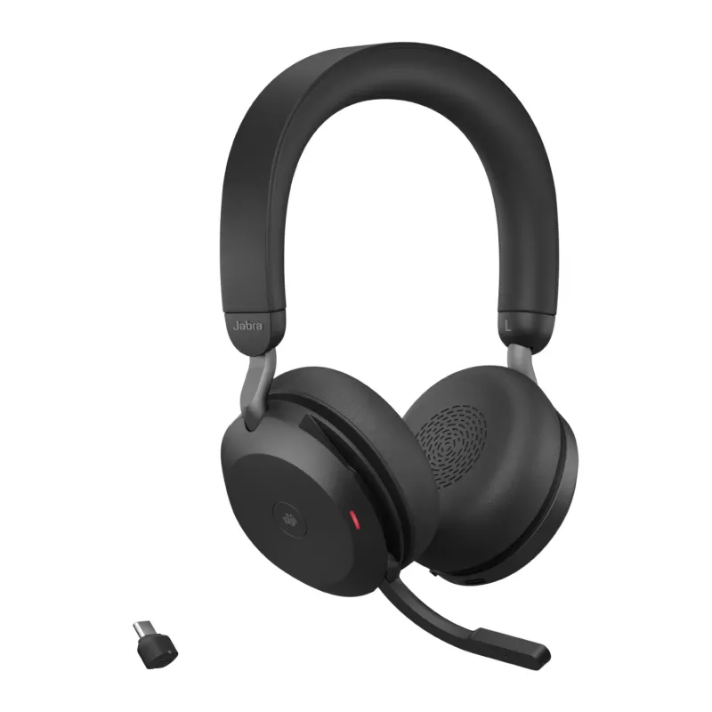 Jabra Evolve2 75 - USB-C MS Teams su stalo stovu, juoda, laidinis ir belaidis, skambučiams/muzikai, 20–20000 Hz, 197 g, ausinės