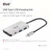 CLUB3D CSV-1543 USB Gen2 Type-C PD įkrovimo šakotuvas su 2x Type-C 10G ir 2x USB Type-A 10G prievadais