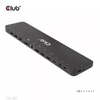 CLUB3D USB Gen1 Type-C Triple Display DP Alt mode Displaylink Dynamic PD Charging Dock su 120 W maitinimo šaltiniu