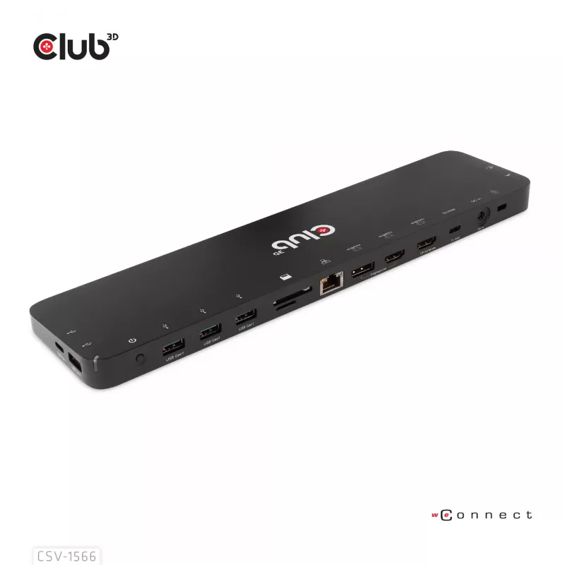 CLUB3D USB Gen1 Type-C Triple Display DP Alt mode Displaylink Dynamic PD Charging Dock su 120 W maitinimo šaltiniu
