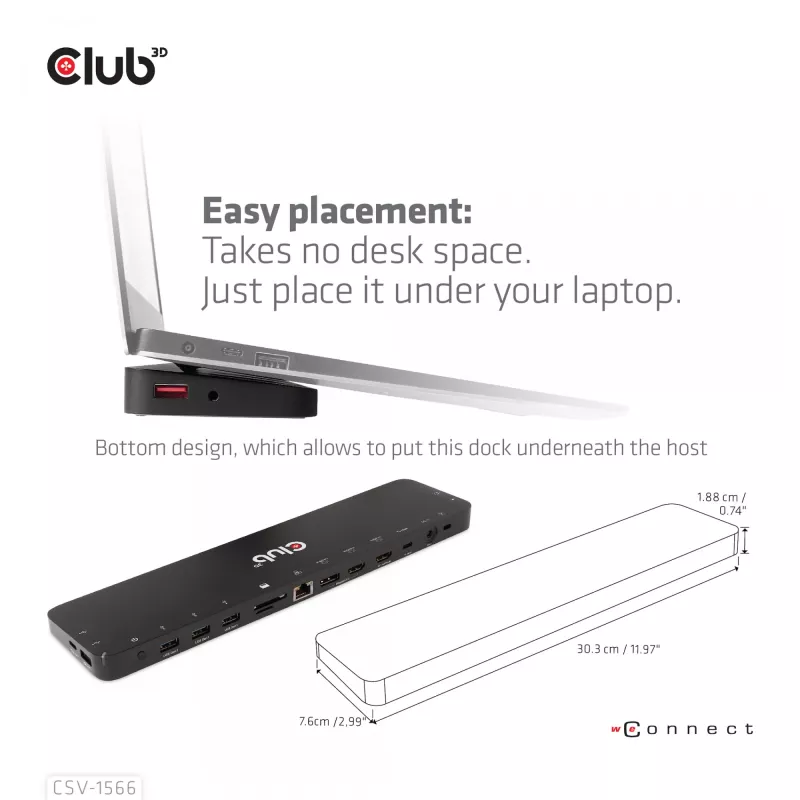 CLUB3D USB Gen1 Type-C Triple Display DP Alt mode Displaylink Dynamic PD Charging Dock su 120 W maitinimo šaltiniu