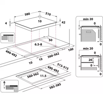 Indukcinė kaitlentė WHIRLPOOL AKT 801/NE – 4 zonos, 60 cm, jutiklinis valdymas, juodas stiklo keramikos paviršius