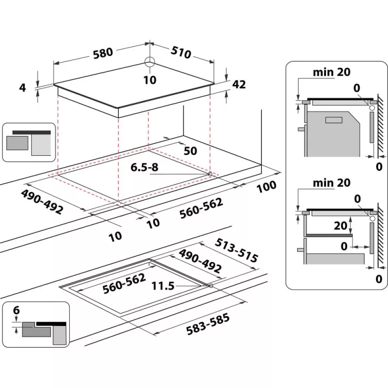 Indukcinė kaitlentė WHIRLPOOL AKT 801/NE – 4 zonos, 60 cm, jutiklinis valdymas, juodas stiklo keramikos paviršius