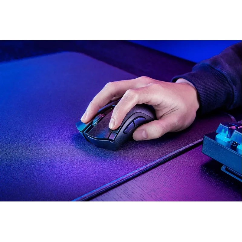 Žaidimų pelė Razer DeathAdder V2 X HyperSpeed – dešinei rankai, belaidė 2.4 GHz / Bluetooth, 14 000 DPI, 7 mygtukai, AA baterija, 103 g, juoda