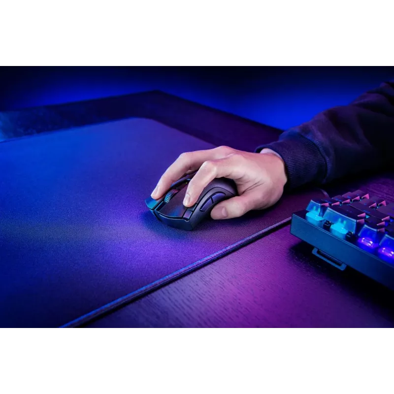 Žaidimų pelė Razer DeathAdder V2 X HyperSpeed – dešinei rankai, belaidė 2.4 GHz / Bluetooth, 14 000 DPI, 7 mygtukai, AA baterija, 103 g, juoda