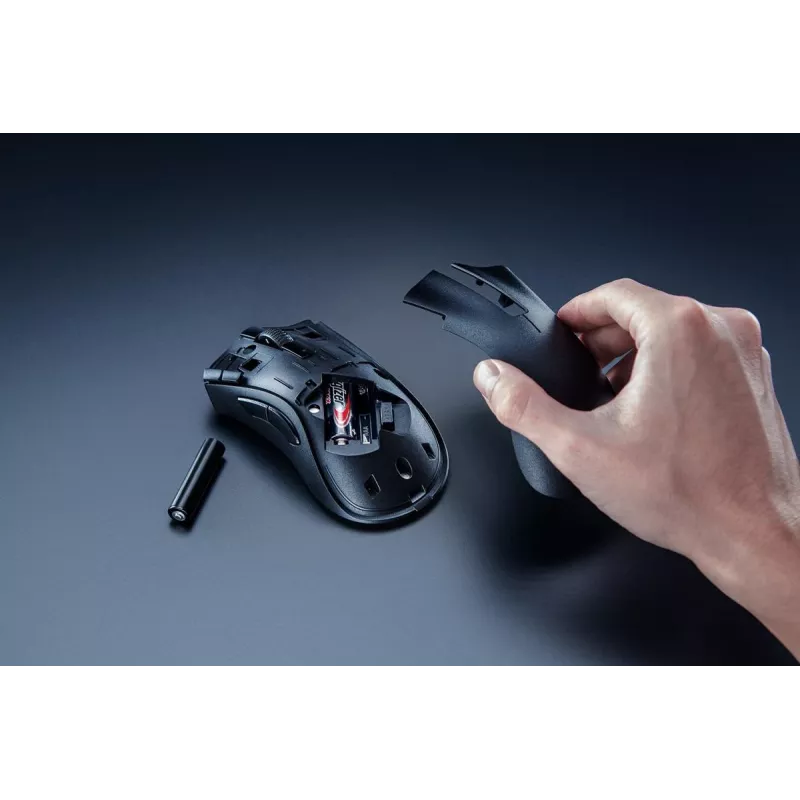 Žaidimų pelė Razer DeathAdder V2 X HyperSpeed – dešinei rankai, belaidė 2.4 GHz / Bluetooth, 14 000 DPI, 7 mygtukai, AA baterija, 103 g, juoda
