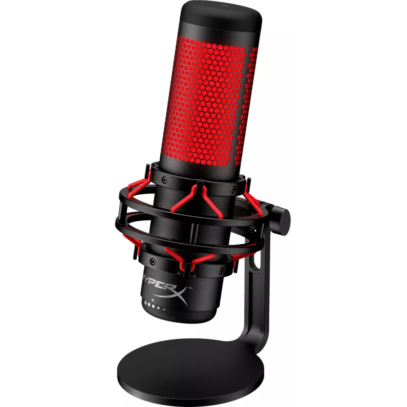 HyperX QuadCast – USB mikrofonas (juodai raudonas) su raudonu apšvietimu