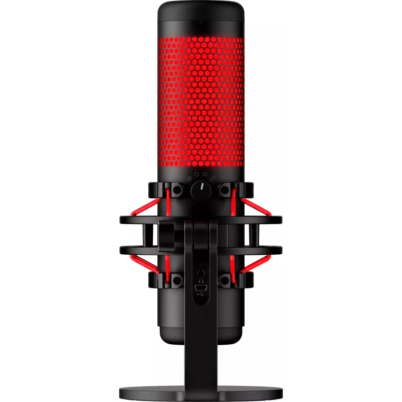 HyperX QuadCast – USB mikrofonas (juodai raudonas) su raudonu apšvietimu