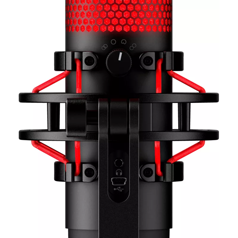 HyperX QuadCast – USB mikrofonas (juodai raudonas) su raudonu apšvietimu