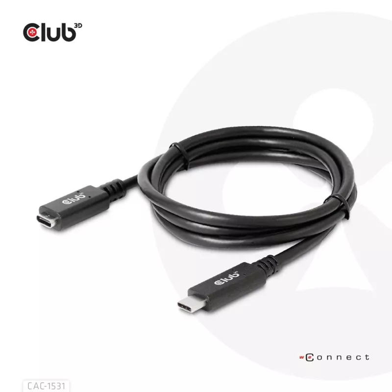 USB Gen1 tipo C ilginimo laidas CLUB3D CAC-1531, 1 m, USB-C kištukas į 2× USB-C lizdą, 5 Gbps, 60W PD, 4K@60Hz