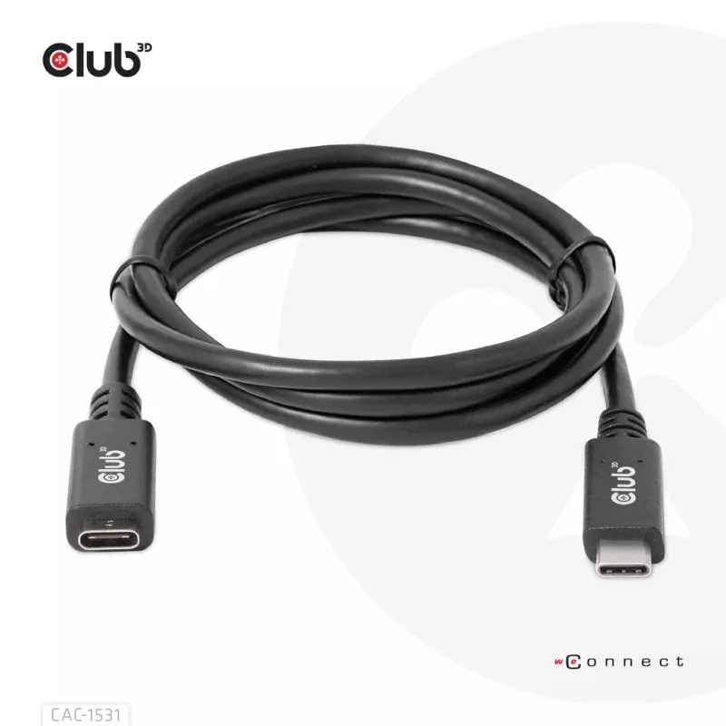 USB Gen1 tipo C ilginimo laidas CLUB3D CAC-1531, 1 m, USB-C kištukas į 2× USB-C lizdą, 5 Gbps, 60W PD, 4K@60Hz