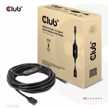 CLUB3D USB Gen1 Type-C į Type-A aktyvus adapterio laidas 5Gbps M/F 10m/32.8ft