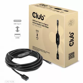 CLUB3D USB Gen1 Type-C į Type-A aktyvus adapterio laidas 5Gbps M/F 10m/32.8ft