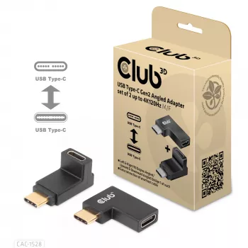 USB Type-C Gen2 kampinis adapteris 2 vnt. CLUB3D CAC-1528 — USB-C į USB-C, palaiko 4K@120Hz