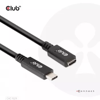 CLUB3D USB Gen1 Type-C ilginimo laidas 5Gbps 60W(20V/3A) 4K60Hz M/F 2m/6.56ft