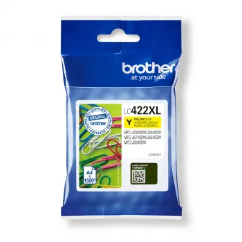 Brother LC-422XLY geltona didelės talpos kasetė (originali, 1 vnt.)