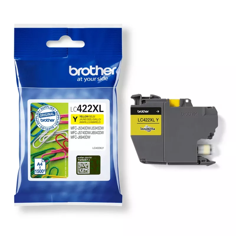 Brother LC-422XLY geltona didelės talpos kasetė (originali, 1 vnt.)
