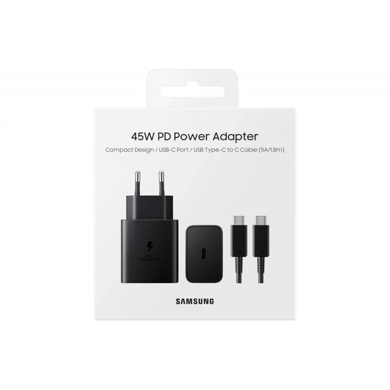 Samsung EP-T4510 universalus greitasis 45 W USB-C PD 3.0 įkroviklis juodas