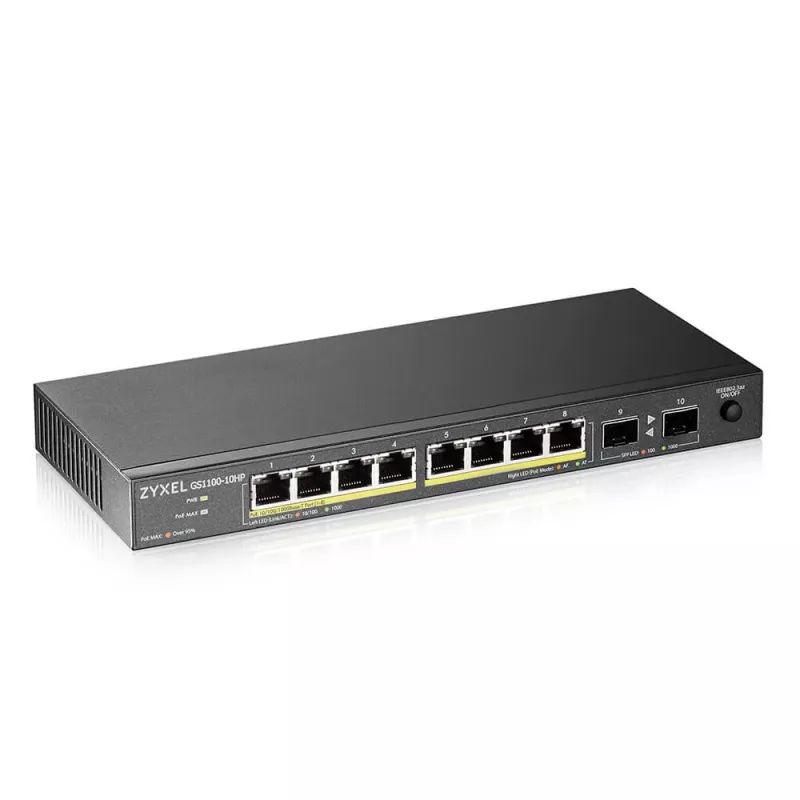 Zyxel GS1100-10HP v2 nevaldomas Gigabit Ethernet (10/100/1000) maitinimas per Ethernet (PoE) juodas