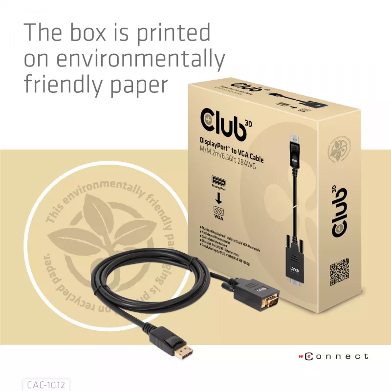 DisplayPort į VGA laidas M/M CLUB3D CAC-1012 2m